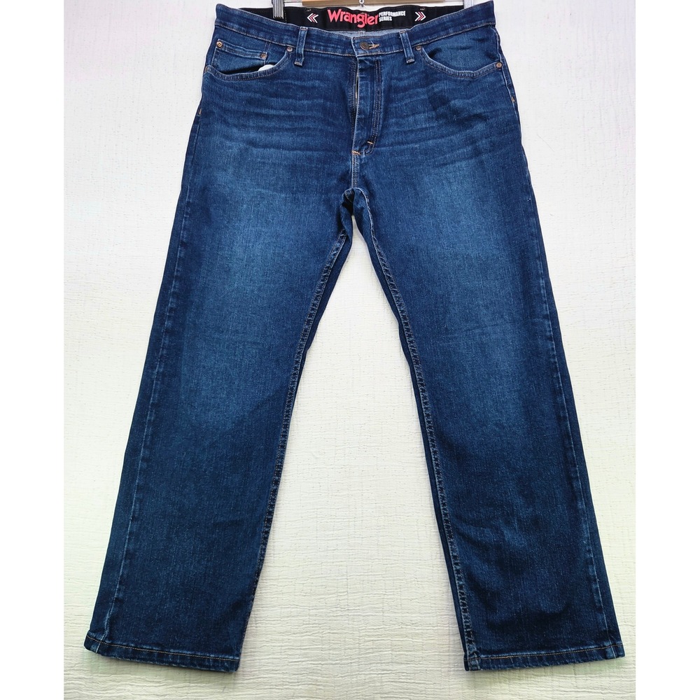 Wrangler Performance Series Mens 36x29 Dark Wash Straight Leg Jeans 1096CHWBN